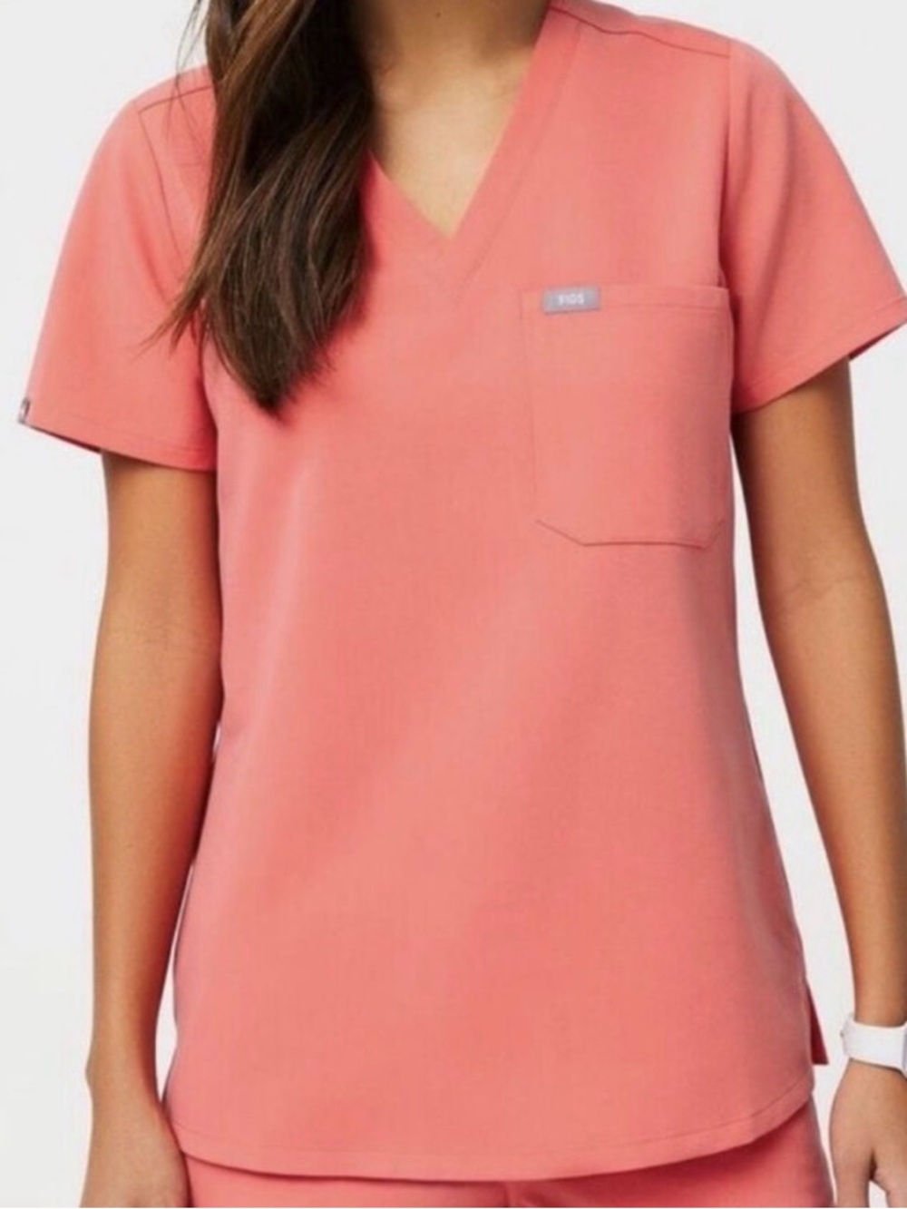 Figs Hot Coral Catarina Scrub Top